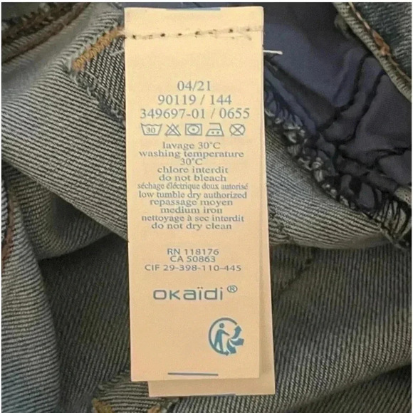 NWOT Okaidi Slim Adjustable Waist Design Bermuda Denim Boys Jeans SZ 12 #1555 - Picture 5 of 7